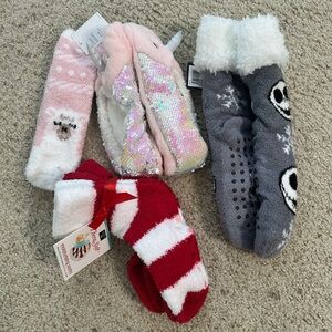 Cozy Fuzzy Socks Set - Pink, Red, Gray